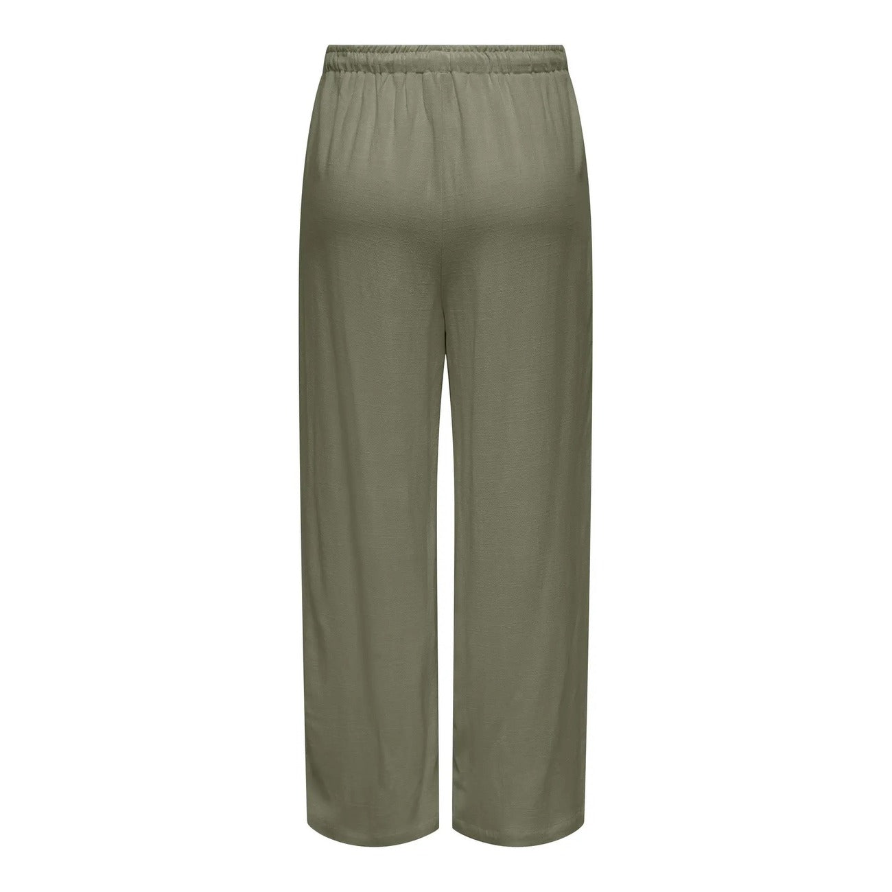 Pantaloni dritti Only donna verde 15322263. Pantaloni estivi in lino e viscosa verde con fascia elasticizzata in vita, coulisse con lacci e tasche laterali, pantaloni casual traspiranti primavera estate.