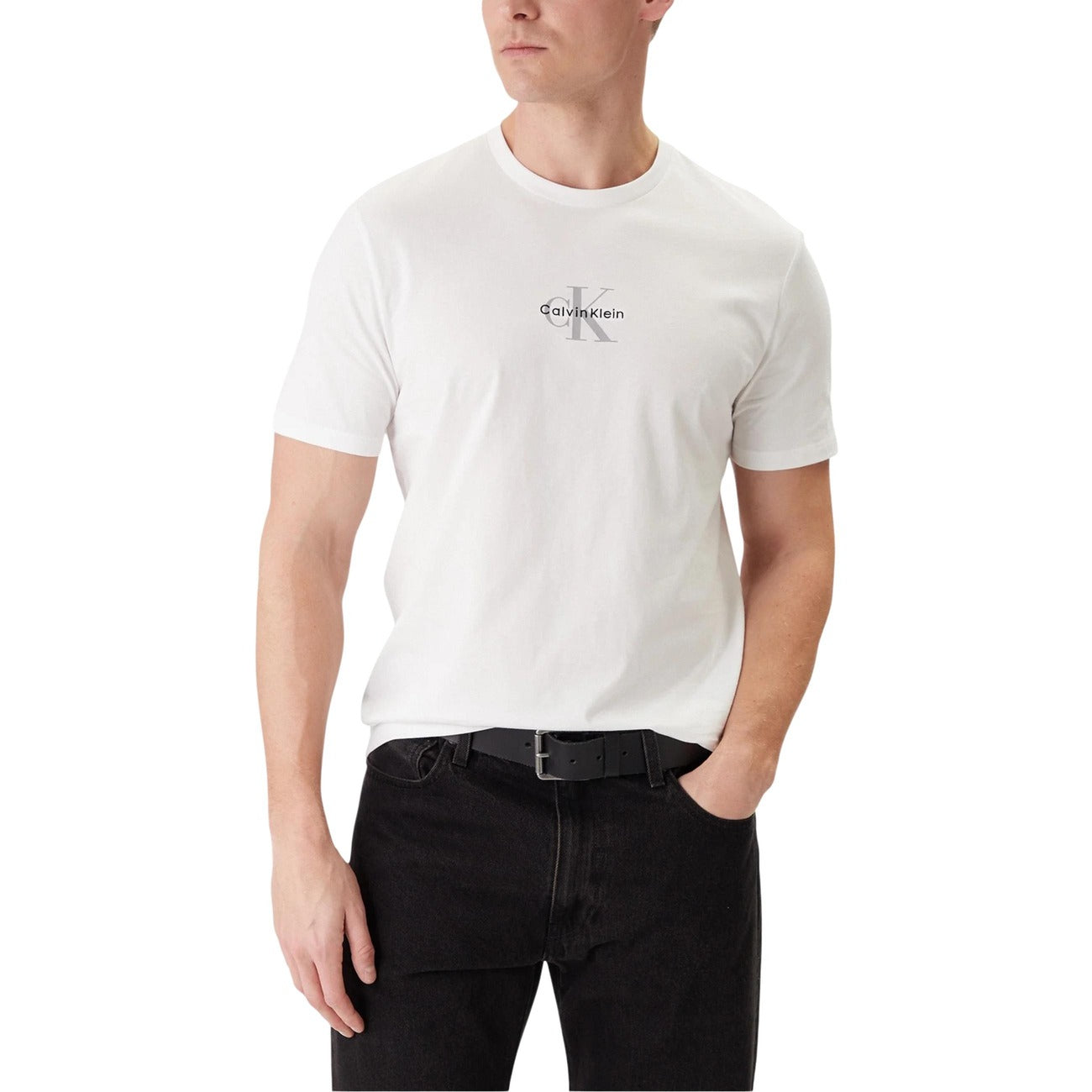 Calvin Klein Jeans T-Shirt Uomo Nero Maniche Corte Scollo Tondo Cotone 100% Primavera Estate LV04RB866G