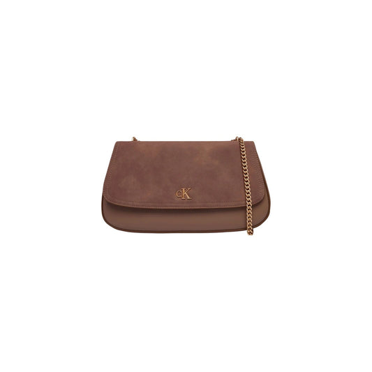 Borsa Calvin Klein donna marrone a mano con tasca interna 60% poliestere 40% poliuretano 29x15x6.5 cm - vista frontale
