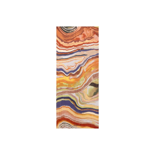 Sciarpa Desigual donna arancione FOU_ORION. Foulard lungo leggero in viscosa morbida con fantasia psichedelica ad onde astratte multicolori, bordi rifiniti, accessorio donna autunno inverno.
