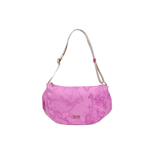 Borsa Geo Alviero Martini Fuxia; 58% Poliestere, 42% Poliuretano. Tracolla removibile, chiusura zip, tasca interna. Borsa a mano e crossbody resistente e leggera per la PE26. Vista frontale 