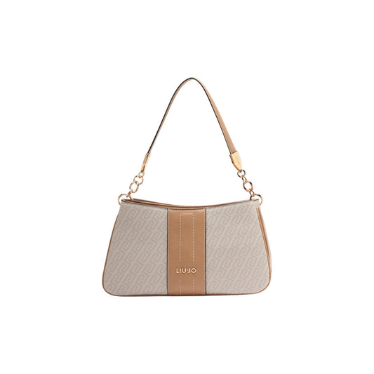 Borsa Liu Jo S Crossbody; 100% Poliuretano Bianco. Logo all-over, dettagli dorati, chiusura con zip. Borsa donna a tracolla versatile, capiente e di tendenza. Vista frontale 