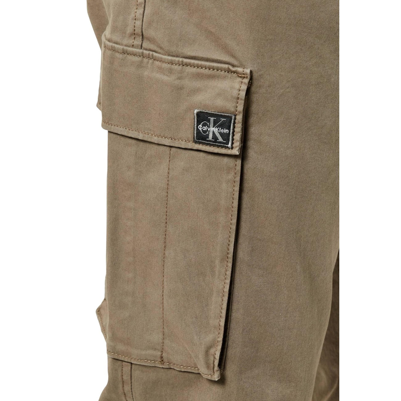 Calvin Klein Jeans Pantaloni Uomo Beige Zip e Bottone Tasche Laterali 97% Cotone 3% Elastan Primavera/Estate LV04RD608G