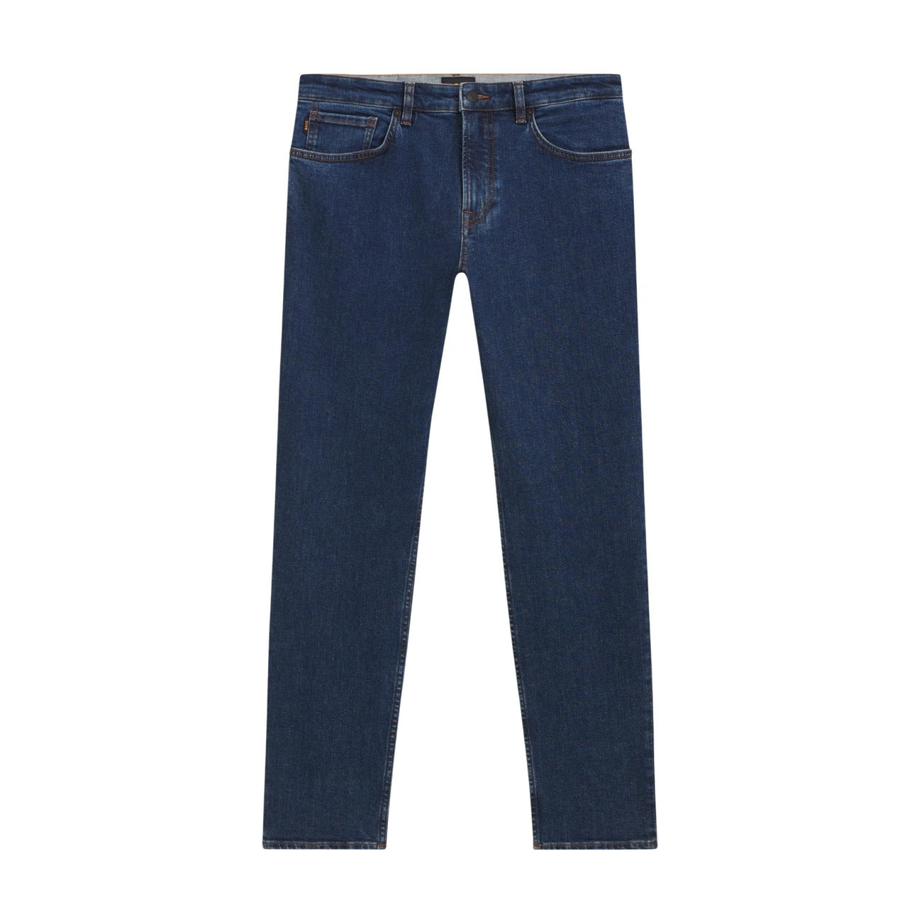Jeans Boss uomo blu con tasche anteriori e posteriori 99% cotone 1% elastan - vista frontale
