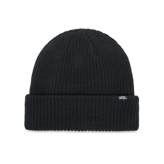Berretto nero uomo Vans Core Basic VN000QB4BLK1. Cappello da cuffia in morbida maglia acrilica nera con risvolto e patch etichetta logo Vans.