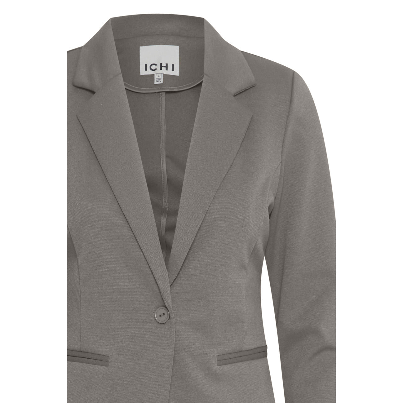 Ichi Giacca Donna Grigio Monocromo Bottoni Bavero Tasche Anteriori 74% Poliestere 22% Viscosa 4% Elastan Autunno/Inverno 20101801