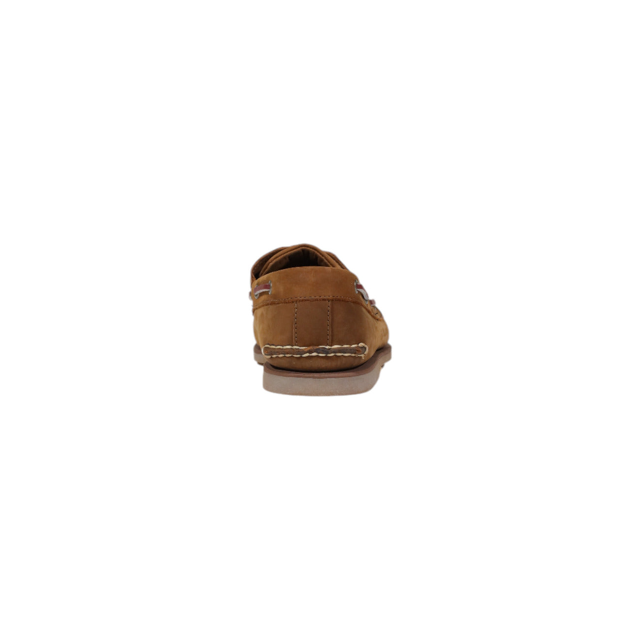 Timberland Classic 2-Eye Marrone; Pelle Premium cucita a mano. Allacciatura a 360°, suola non-marking in gomma. Scarpa da barca uomo versatile, traspirante e duratura. Vista posteriore 