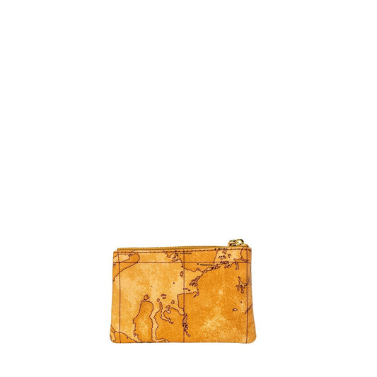 Pochette Alviero Martini Prima Classe donna Geo Classic C M001 6000. Bustina portatutto e mini beauty case da borsa in pelle beige con stampa geografica e cerniera con zip, accessorio travel elegante e compatto 4 stagioni.