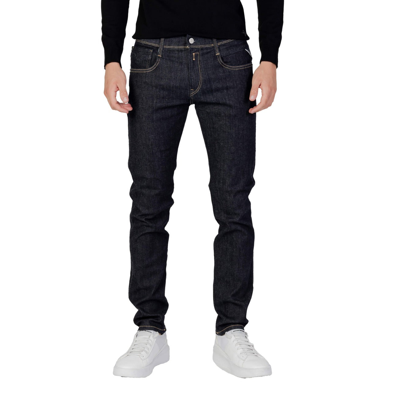 Replay Jeans Uomo Neri Zip Bottone Tasche Anteriori Posteriori Autunno Inverno M914Y .000.661 FI3