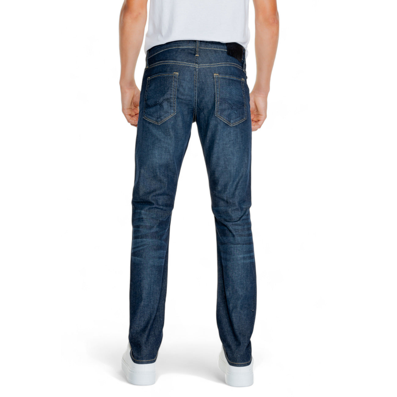 Jack & Jones Jeans Uomo Blu Monocromo in Cotone 100% con Zip e Bottone Tasche Anteriori e Posteriori 12259815