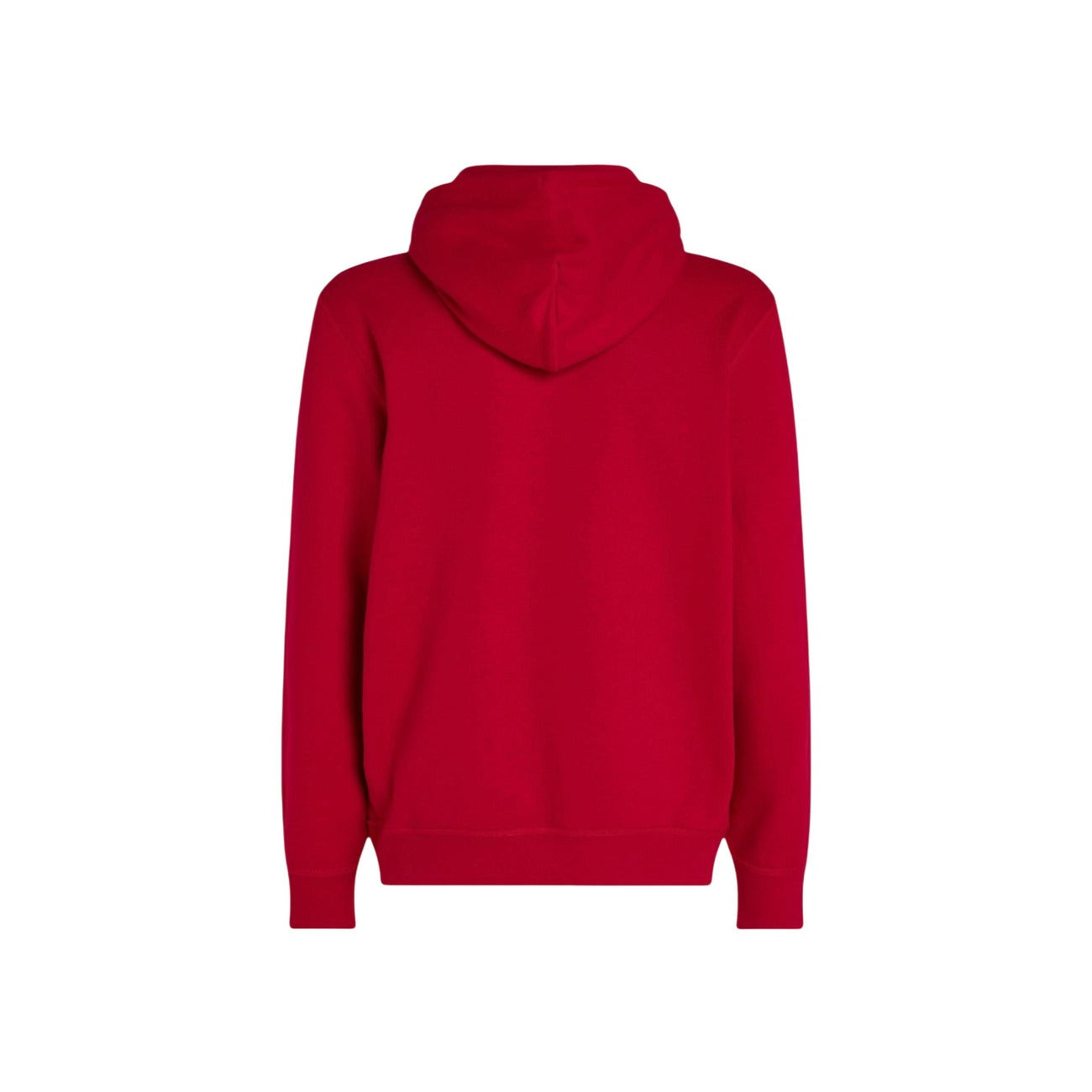 Felpa Tommy Hilfiger uomo rossa con cappuccio MW0MW39997. Felpa sportiva rossa da uomo in cotone felpato con tasca marsupio frontale, coulisse a contrasto e logo ricamato, abbigliamento casual autunno inverno.