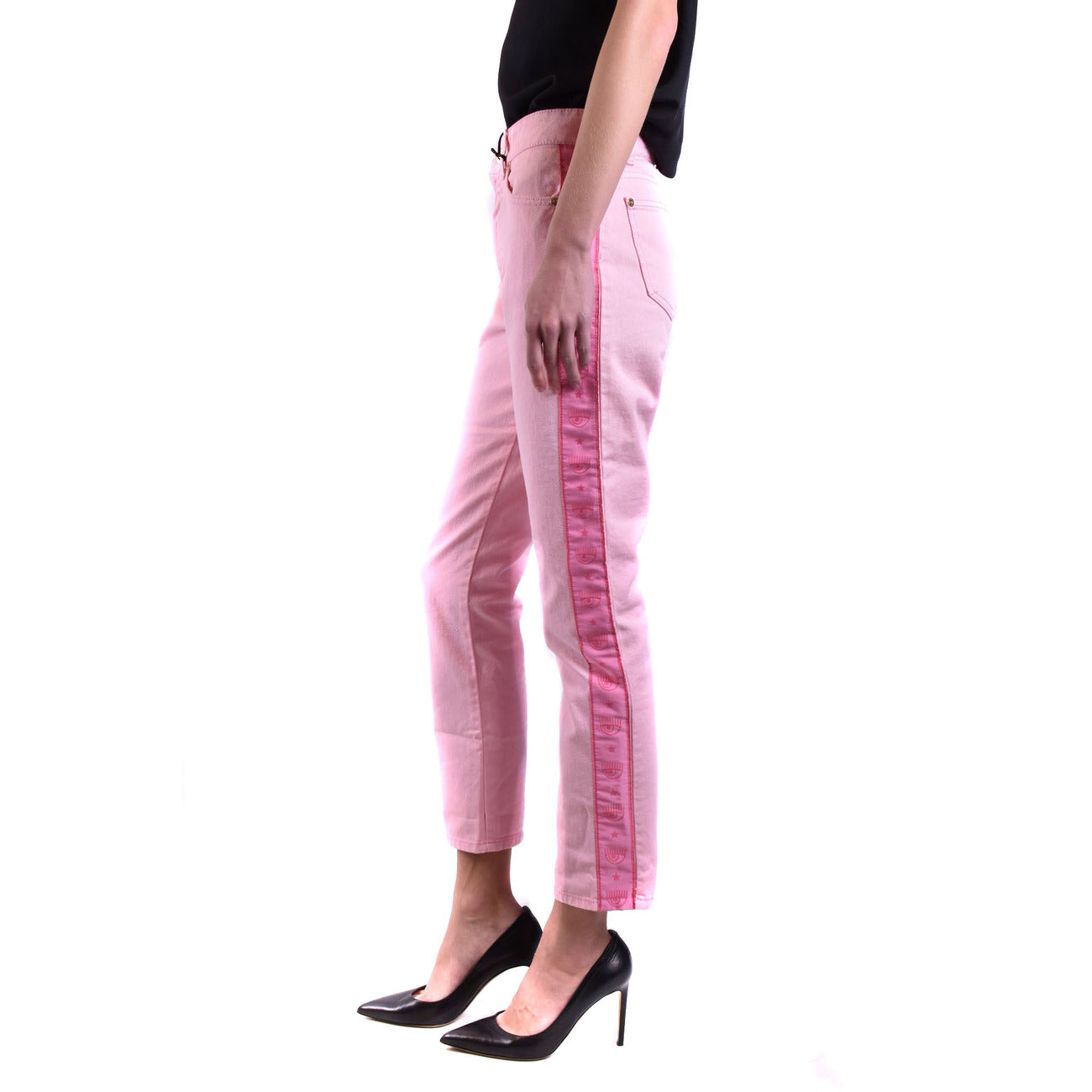 Chiara Ferragni Jeans Donna Rosa con Zip Bottone Tasche Anteriori Posteriori in Cotone 100% Autunno/Inverno B_43787