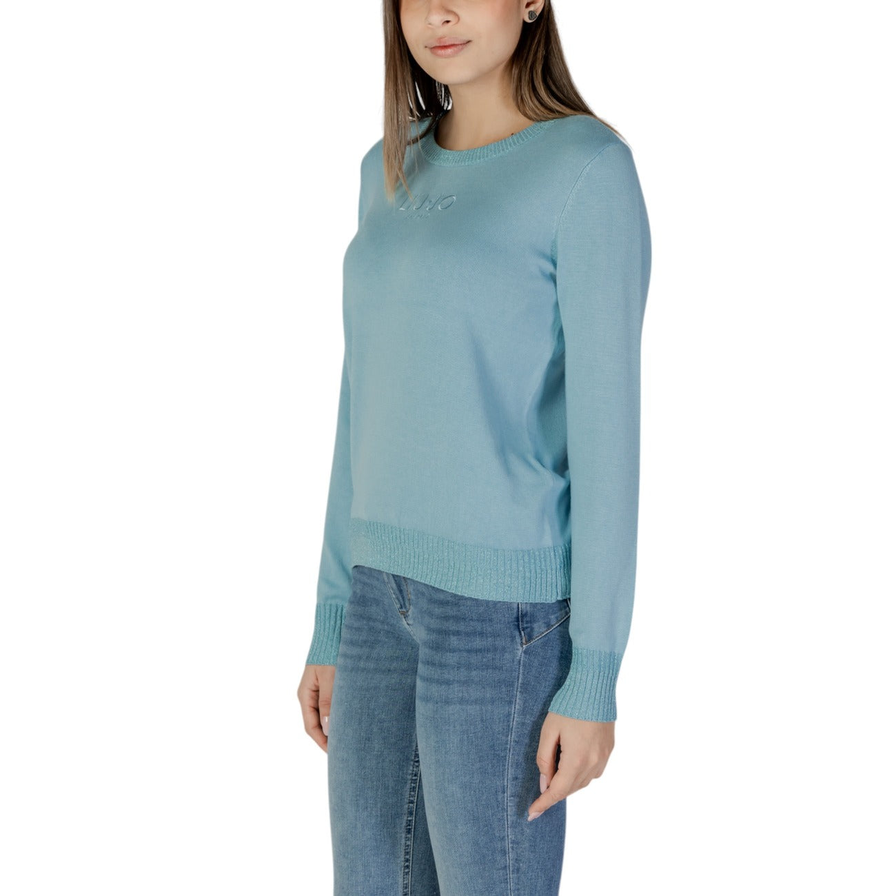 Liu Jo Maglia Donna Azzurra Maniche Lunghe Scollo Tondo - Maglia Viscosa Poliammide Poliestere