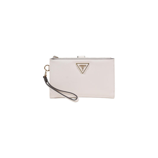 Portafoglio Guess Laurel II Organizer; 100% Poliuretano. Doppia zip, cinturino removibile, scomparti carte/monete. Accessorio donna capiente, sicuro e versatile dal look iconico. Colore panna 