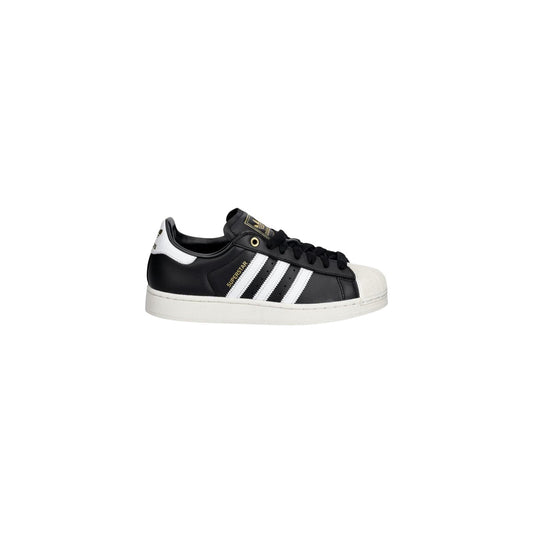 Sneakers neri uomo adidas Originals Superstar II KI0981. Scarpe da ginnastica basse in pelle nera con dettagli Cloud White e Off White, ciondolo Trifoglio metallico e suola in gomma.