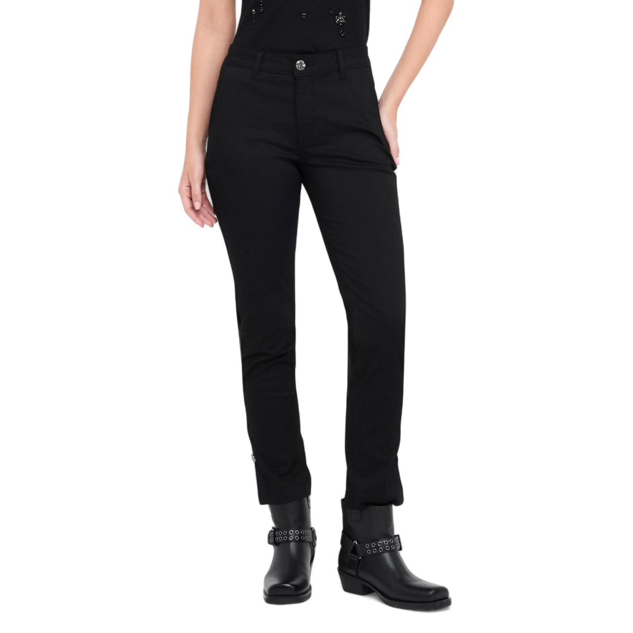 Liu Jo Pantaloni Donna Nero Zip e Bottone 66% Cotone 30% Poliestere 4% Elastan Autunno/Inverno MF5401 T7144