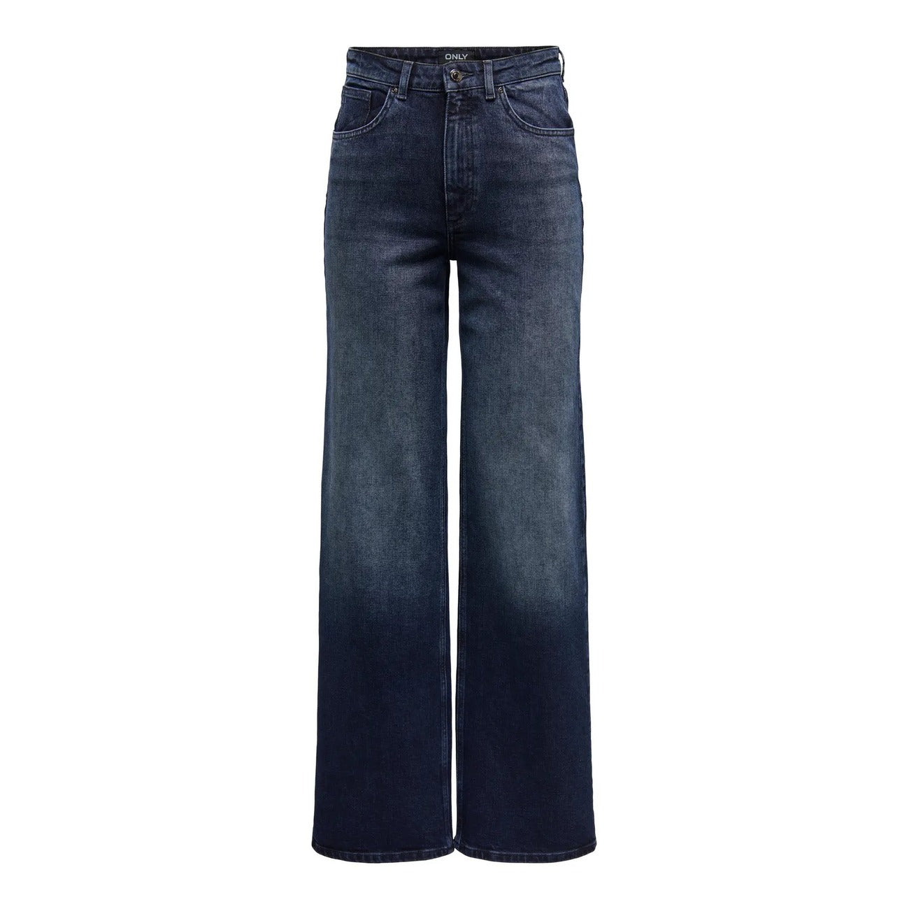 Jeans Only donna blu scuro Wide Fit 15338894. Jeans a vita alta e gamba larga in cotone biologico stretch blu scuro lavato, 5 tasche con zip e bottone, pantaloni jeans estivi morbidi e traspiranti Primavera/Estate.