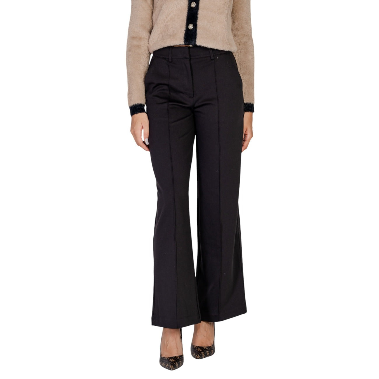 Ichi Pantaloni Donna Nero Monocromo Zip e Bottone 74% Poliestere 22% Viscosa 4% Lycra Autunno/Inverno 20116768