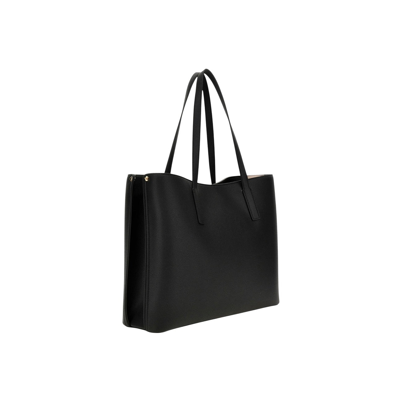 Borsa Guess Meridian II Girlfriend Tote; 100% Poliuretano. Chiusura zip e pressione, dettagli oro, charm logato removibile. Borsa a mano nera capiente e organizzata, collezione Primavera/Estate. Vista posteriore 