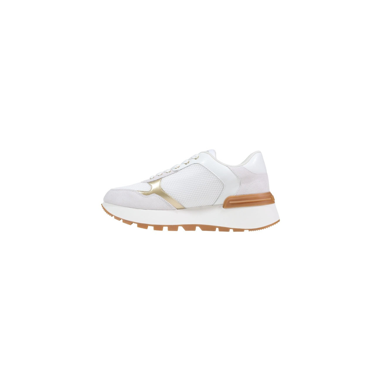 Sneakers Liu-Jo Amazing 43; Bianco, Mix Ecopelle e Suede. Suola flatform 4 cm, logo laterale metallico, traspirante. Calzata confortevole 4 stagioni. Vista laterale 