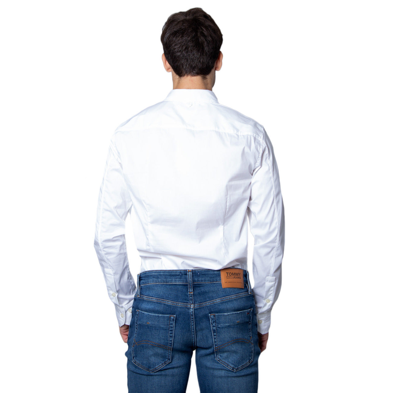 Tommy Hilfiger Camicia Uomo Bianco Monocromo Manica Lunga Bottoni Colletto Classico 97% Cotone 3% Elastan Autunno/Inverno DM0DM04405