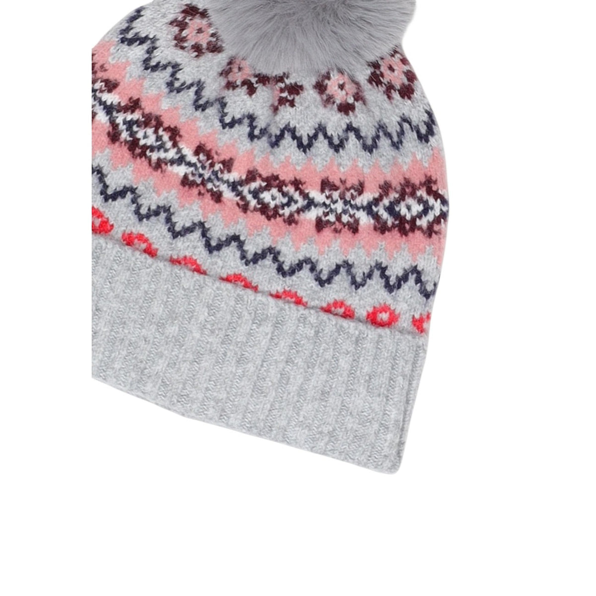 Berretto donna Pieces grigio – Cappello invernale jacquard con pompon 17166793.