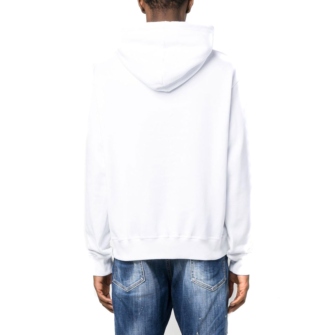 Dsquared Felpa Uomo Bianca con Cappuccio Stampa Maniche Lunghe Scollo Tondo in Cotone 100% Autunno/Inverno B_44427