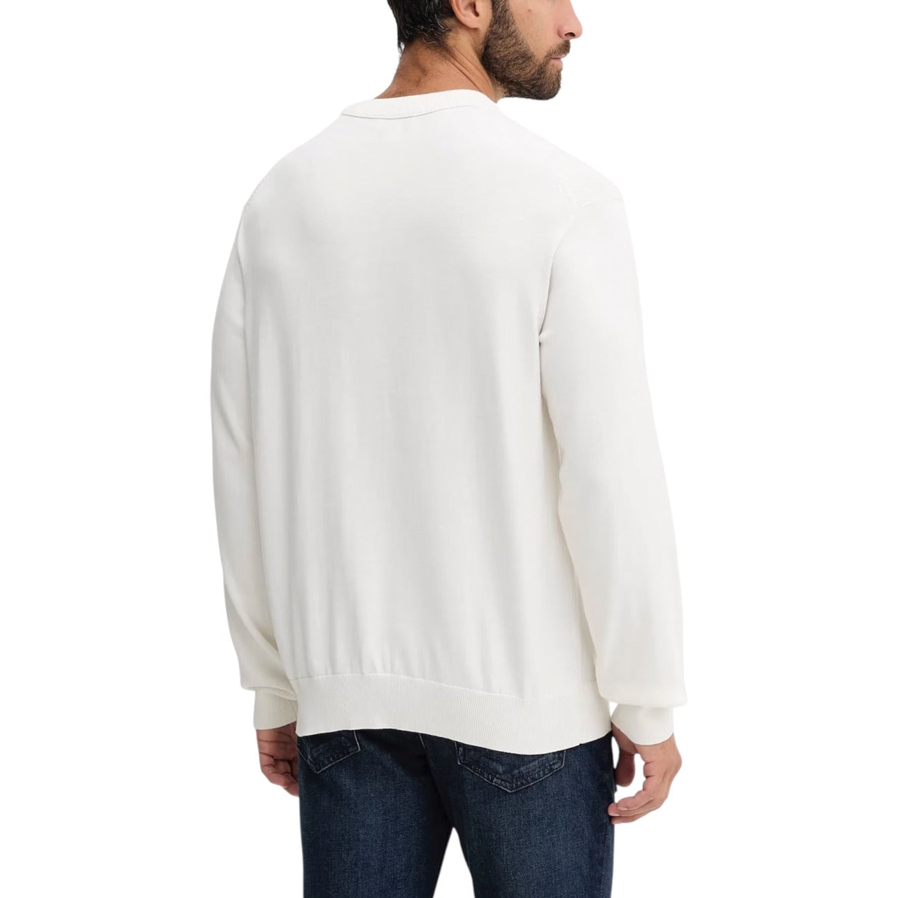 Calvin Klein Jeans Maglia Uomo Bianco Scollo Tondo Manica Lunga Cotone 100% Autunno Inverno LV04RC309G