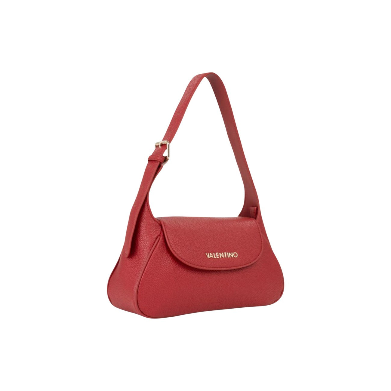 Borsa Spalla Rossa Donna Valentino Bags Daphne Re; Dimensioni medie con patta, bottone e tracolla regolabile. Logo metallico frontale, stile casual-elegante per tutte le stagioni. Frontale laterale 