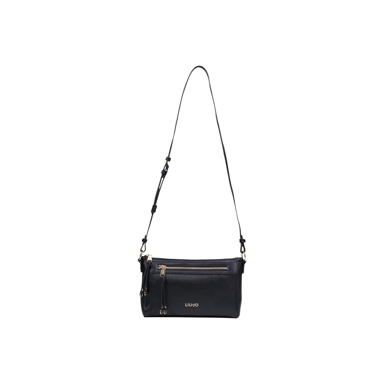 Borsa Liu Jo S CROSSBODY donna nera con cerniera tracolla tasche interne anteriori 100% poliuretano - vista frontale con tracolla 