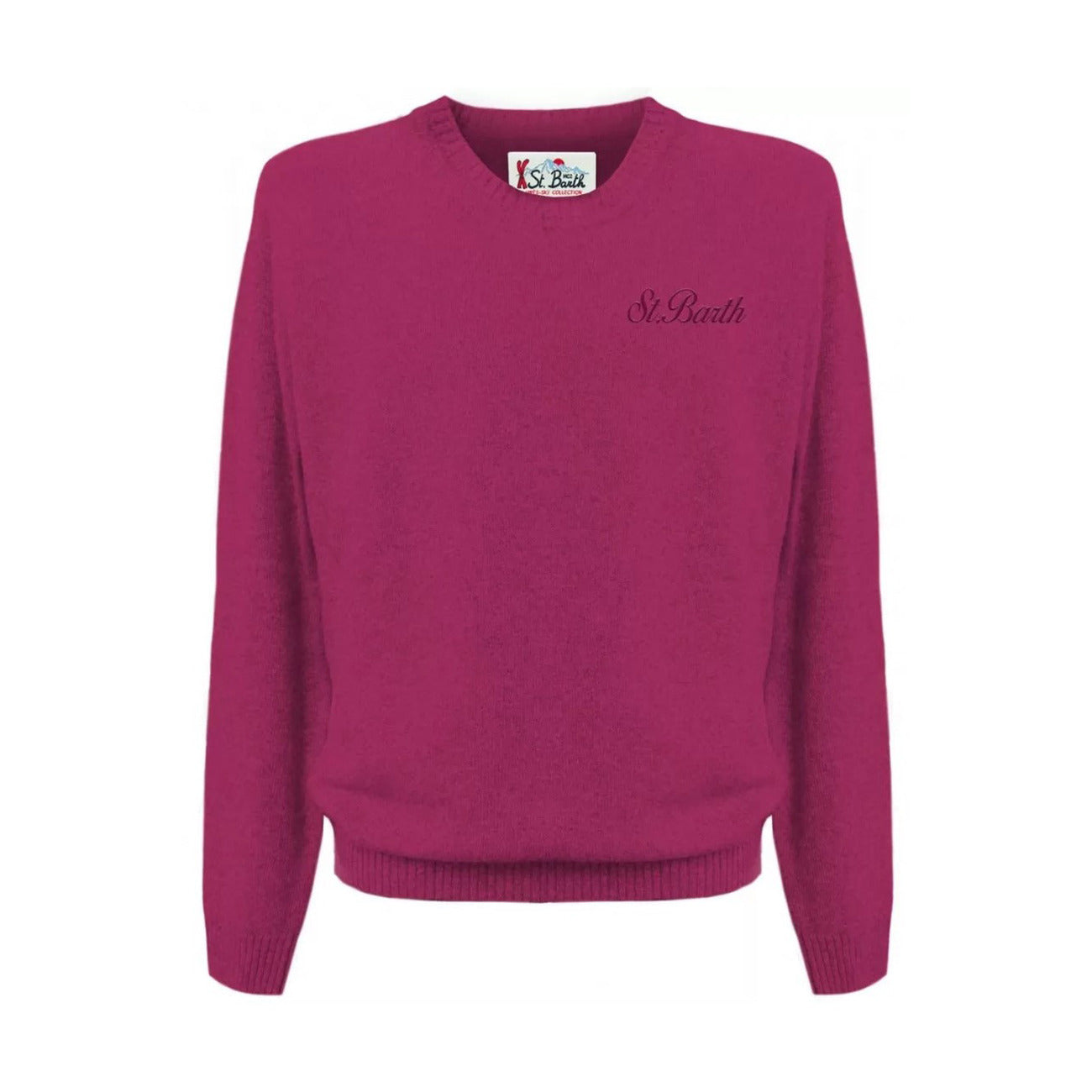 Maglia Mc2 Saint Barth uomo fucsia manica lunga scollo tondo 100% cotone - vista frontale