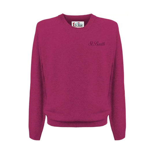 Maglia Mc2 Saint Barth uomo fucsia manica lunga scollo tondo 100% cotone - vista frontale