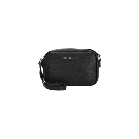 Borsa Nera Donna Valentino Bags Daphne; Misure 7x15x7 cm. Tessuto 100% poliuretano martellato con tracolla regolabile e chiusura superiore con zip. Organizzazione interna con tasche, stile casual ed elegante 4 stagioni. Vista frontale 