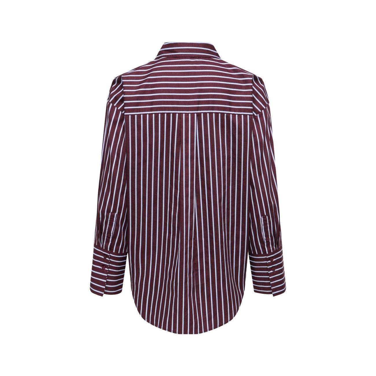 Camicia JDY a righe verticali in puro cotone, vestibilità dritta, maniche lunghe con polsini alti e chiusura a bottoni; capo versatile per ogni stagione. Vista posteriore retro 