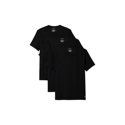 Multipack 3 T-shirt Calvin Klein, cotone stretch traspirante, vestibilità slim e logo monogramma ricamato; magliette girocollo uomo per il massimo comfort e stile essenziale. Vista frontale 