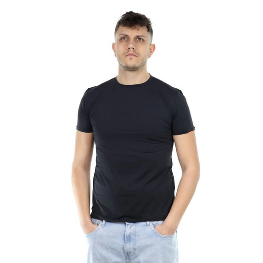 t-shirt girocollo RRD Oxford logo in tessuto Oxford elasticizzato nero. Vista frontale indossata da modello 