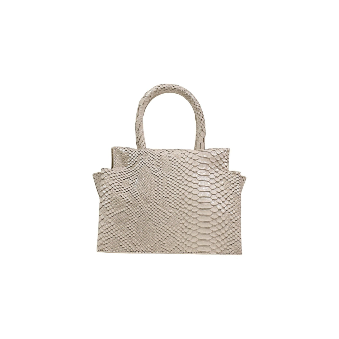 Borsa Replay Effetto Pitone; 100% PVC, manici arrotondati, tasca zip frontale, logo metallico. Compatta, resistente e dallo stile unico. Vista posteriore
