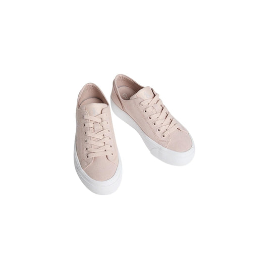 Calvin Klein Graz Sneaker Platform; tomaia in tela di cotone, suola 3 cm, tecnologia Airfit®. La sneaker logata leggera e flessibile con plateau. Colore rosa chiaro. Vista Frontale dall’alto 