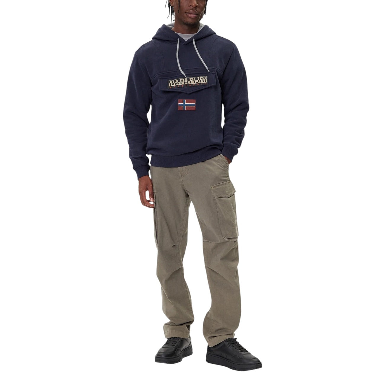 Napapijri Felpa Uomo Blu con Stampa - Felpa Cotone Cappuccio Maniche Lunghe