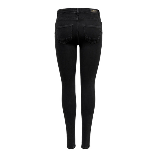 Jeans Only donna neri skinny push up 15181958. Jeans aderenti a vita media neri in cotone biologico elasticizzato con cucitura posteriore effetto push-up, 5 tasche con zip e bottone, pantaloni jeans modellanti Autunno/Inverno Only.