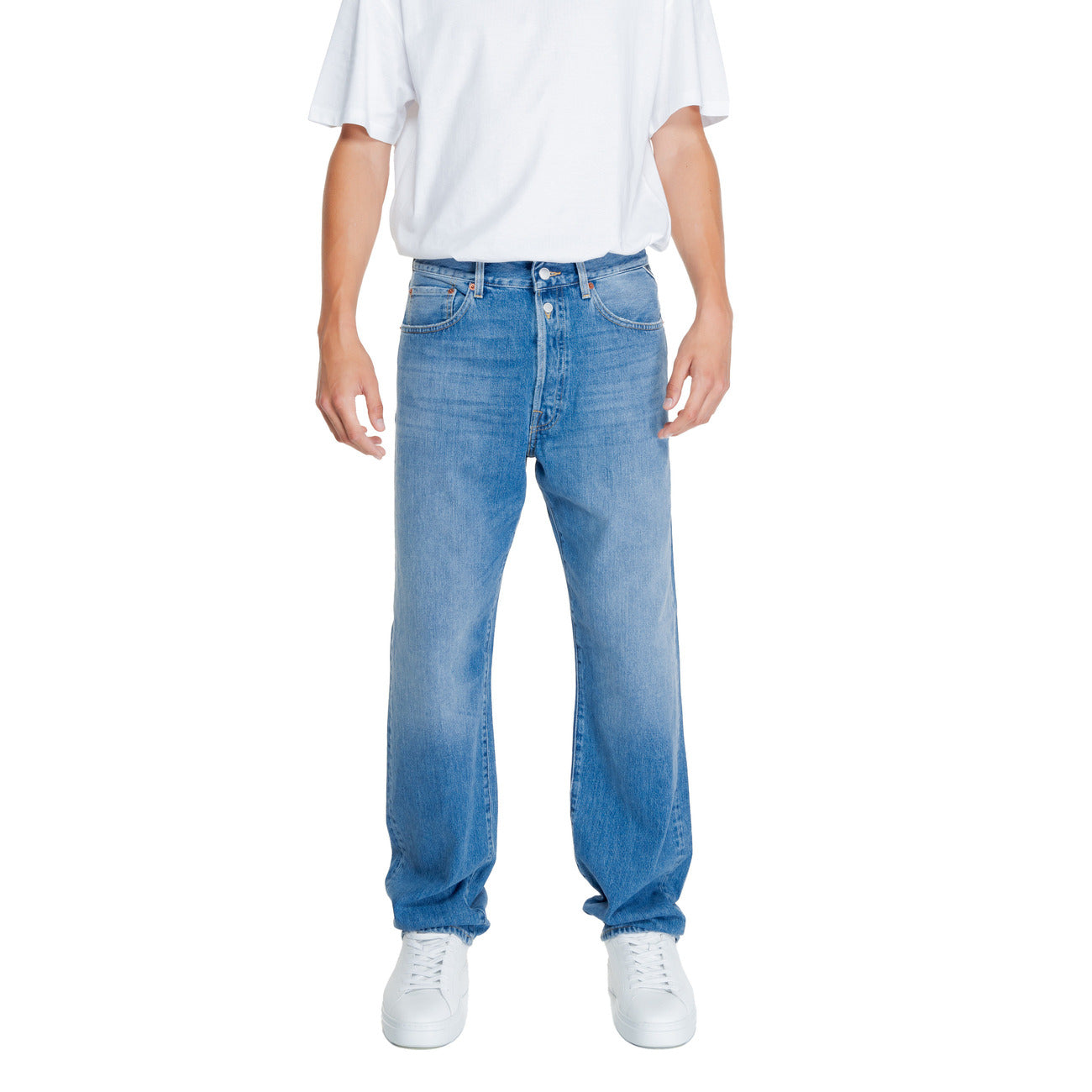 Replay Jeans Uomo Blu in Cotone 100% con Zip e Bottone Tasche Anteriori e Posteriori M9Z1 .000.800 764