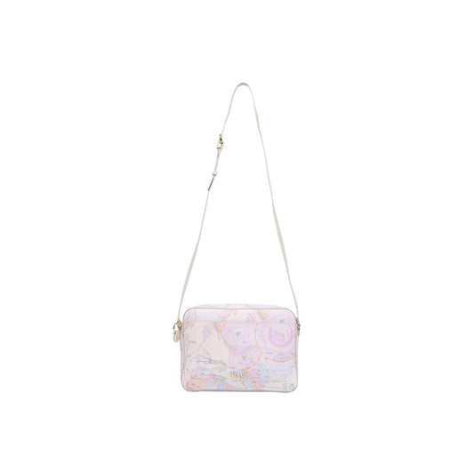 Tracolla Alviero Martini LE72 con stampa Geo, borsa modello reporter con chiusura a cerniera, interni organizzati e tracolla regolabile resistente. Vista con tracolla 