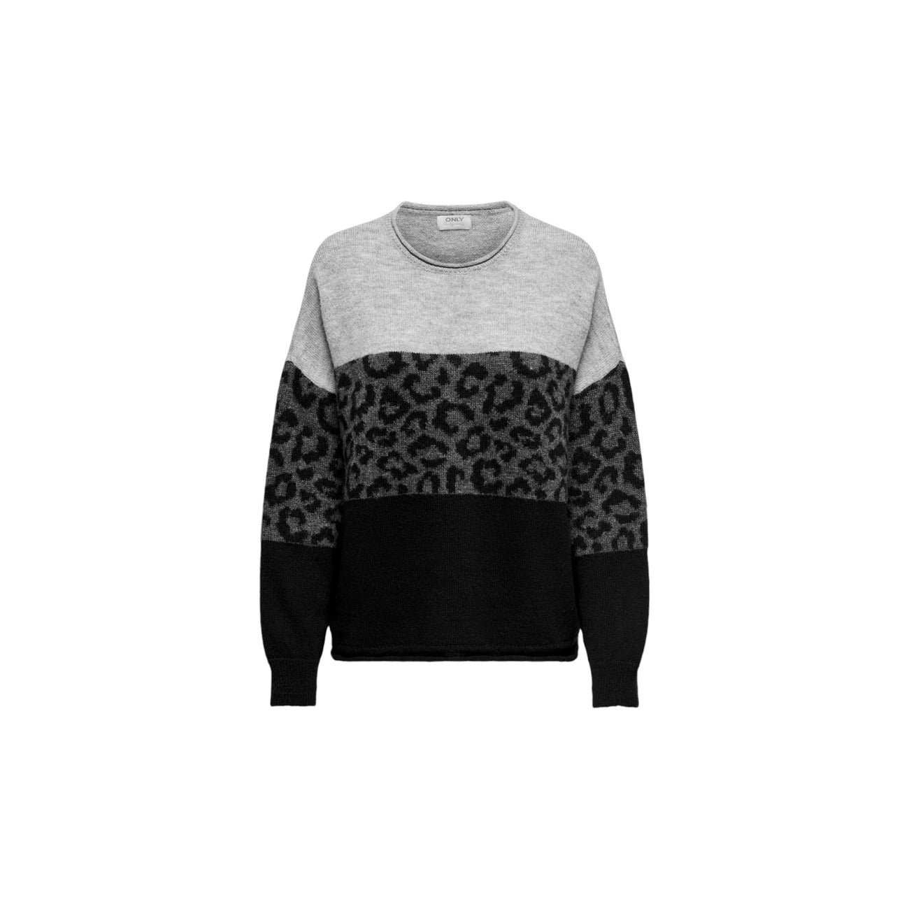 Only Maglione Donna Beige Leopardato Maniche Lunghe Scollo Tondo - Maglione Acrilico Poliestere