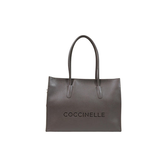 Borsa grande Coccinelle grigia pelle martellata Coccinellemyrtha26 E1 UAK 11 01 01. Shopping bag da donna in vera pelle nera a spalla con doppi manici, logo Coccinelle e chiusura zip, borsa capiente da lavoro e uso quotidiano 4 stagioni.