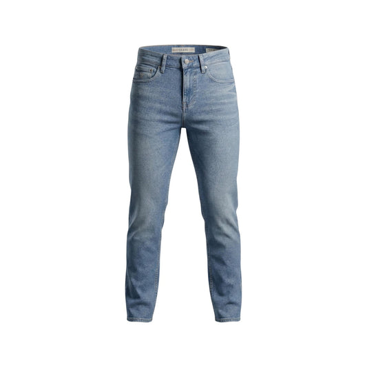 Jeans Guess uomo blu con zip e bottone 94% cotone 2% elastan - vista frontale
