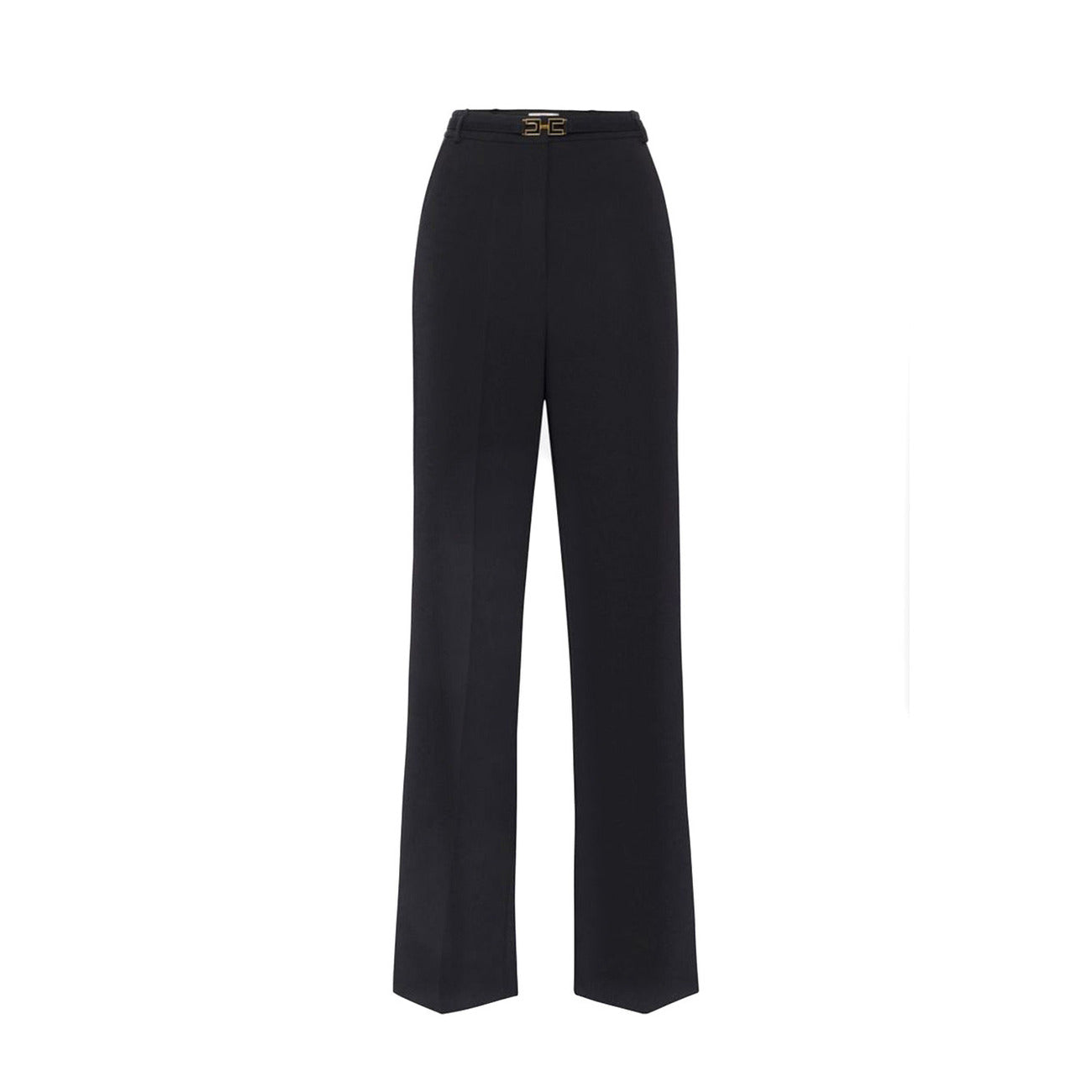 Elisabetta Franchi Pantaloni Donna Neri con Zip Bottone - Pantaloni Poliestere Elastan