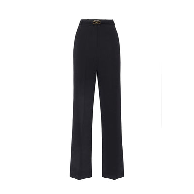 Elisabetta Franchi Pantaloni Donna Neri con Zip Bottone - Pantaloni Poliestere Elastan