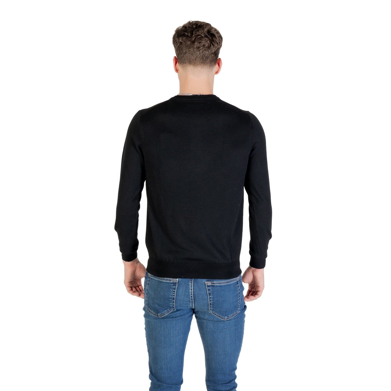 Guess Maglia Uomo Nera con Maniche Lunghe Scollo Tondo in Poliestere 50% Poliammide 40% Lana 5% Seta 5% M5YR26 Z0122