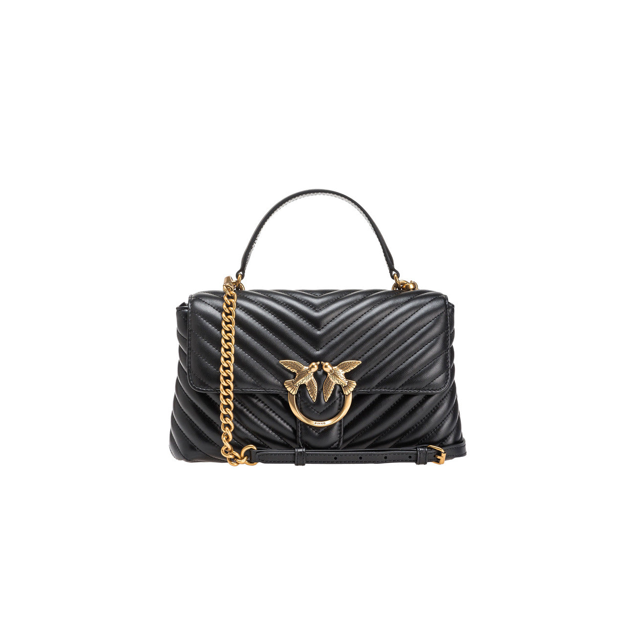 Borsa Pinko donna nera con chiusura magnetica 100% pelle 16x26x7 cm - vista frontale
