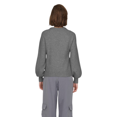 Only Maglioncino Donna Grigio Maniche Lunghe - Maglia Acrilico Scollo Tondo